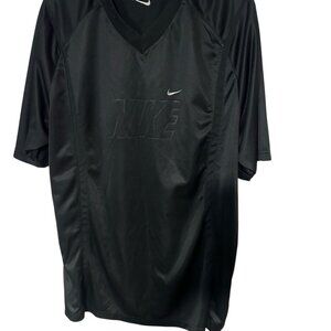 NIKE Black Satin Shirt Logo Warm Up Basketball Vintage Men’s XL Training